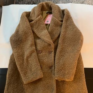Missy Empire Sadie teddy brown borg coat